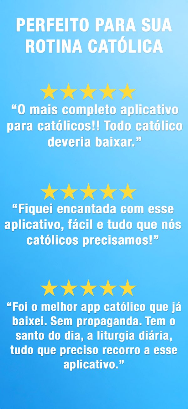 Tela do app Católico destacando avaliações de usuários e recursos católicos