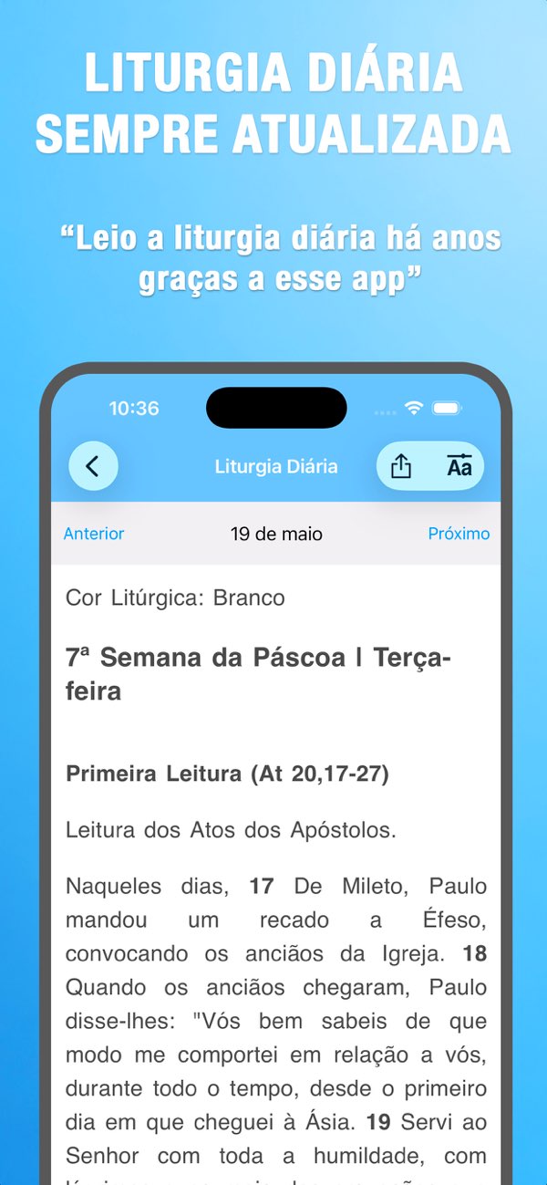 Tela de Liturgia Diária sempre atualizada no app Católico