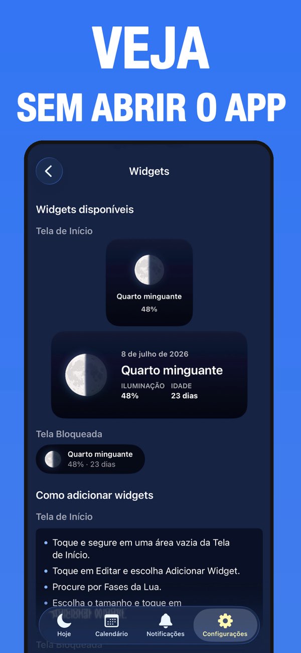 Widgets de fases da Lua para Tela de Início e Tela Bloqueada
